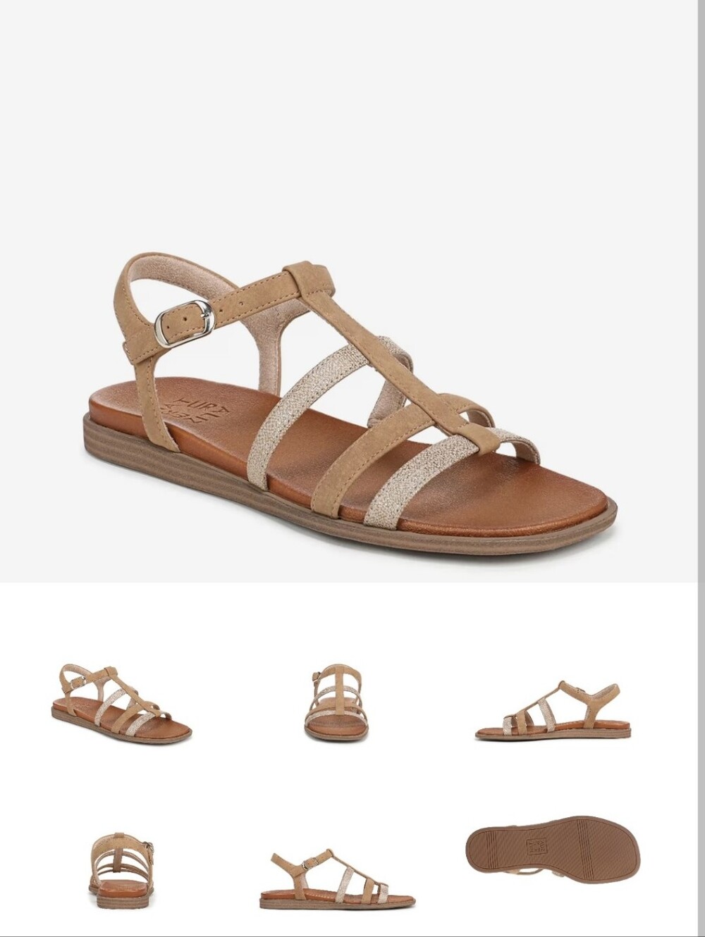 Naturalizer Julia Birchwood Sandal with Glitter Accents